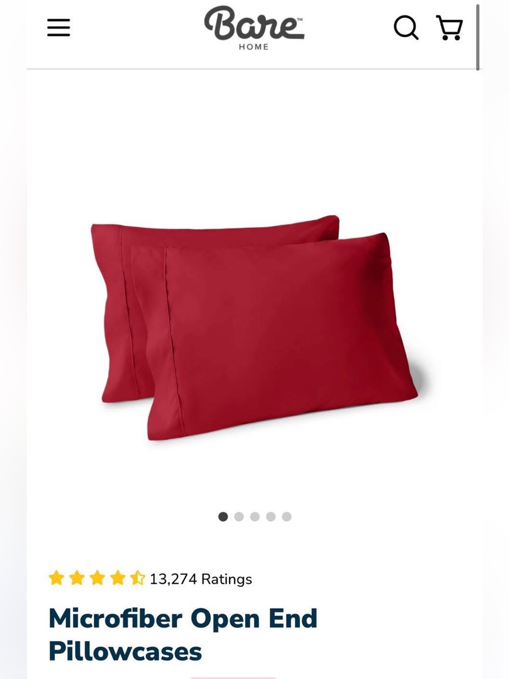 Soft Microfiber Pillowcases in Red - 2 Pack